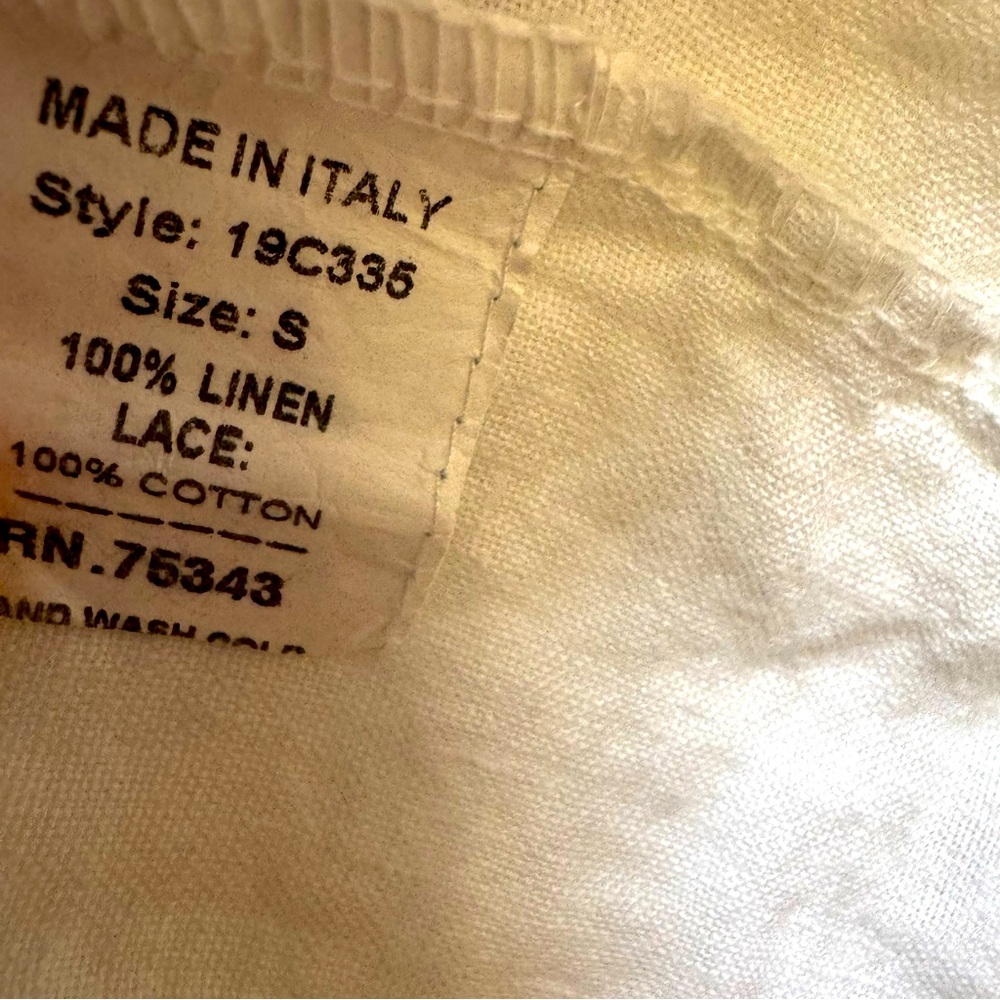 FRANCESCA BETTINI Linen Ruffle Eyelet Sleeveless Top White womens size Small - Picture 5 of 16